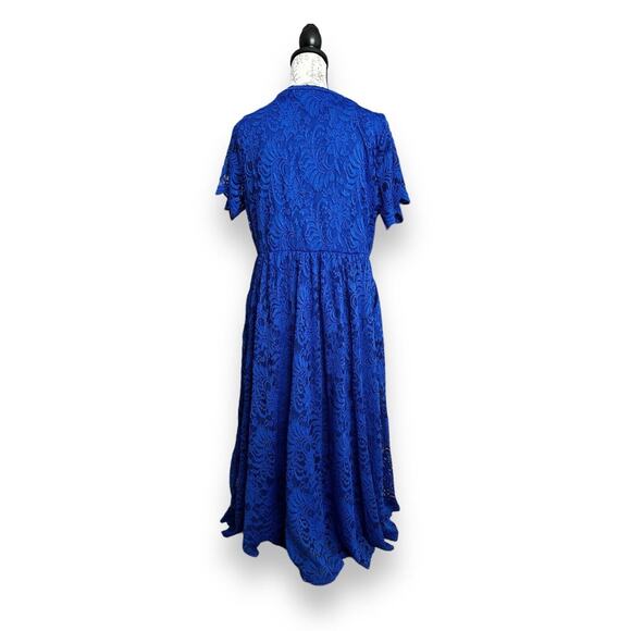 New Torrid Plus Electric Blue Lace Short Sleeve Fit & Flare Midi Dress Only Sz 1 - Picture 5 of 9